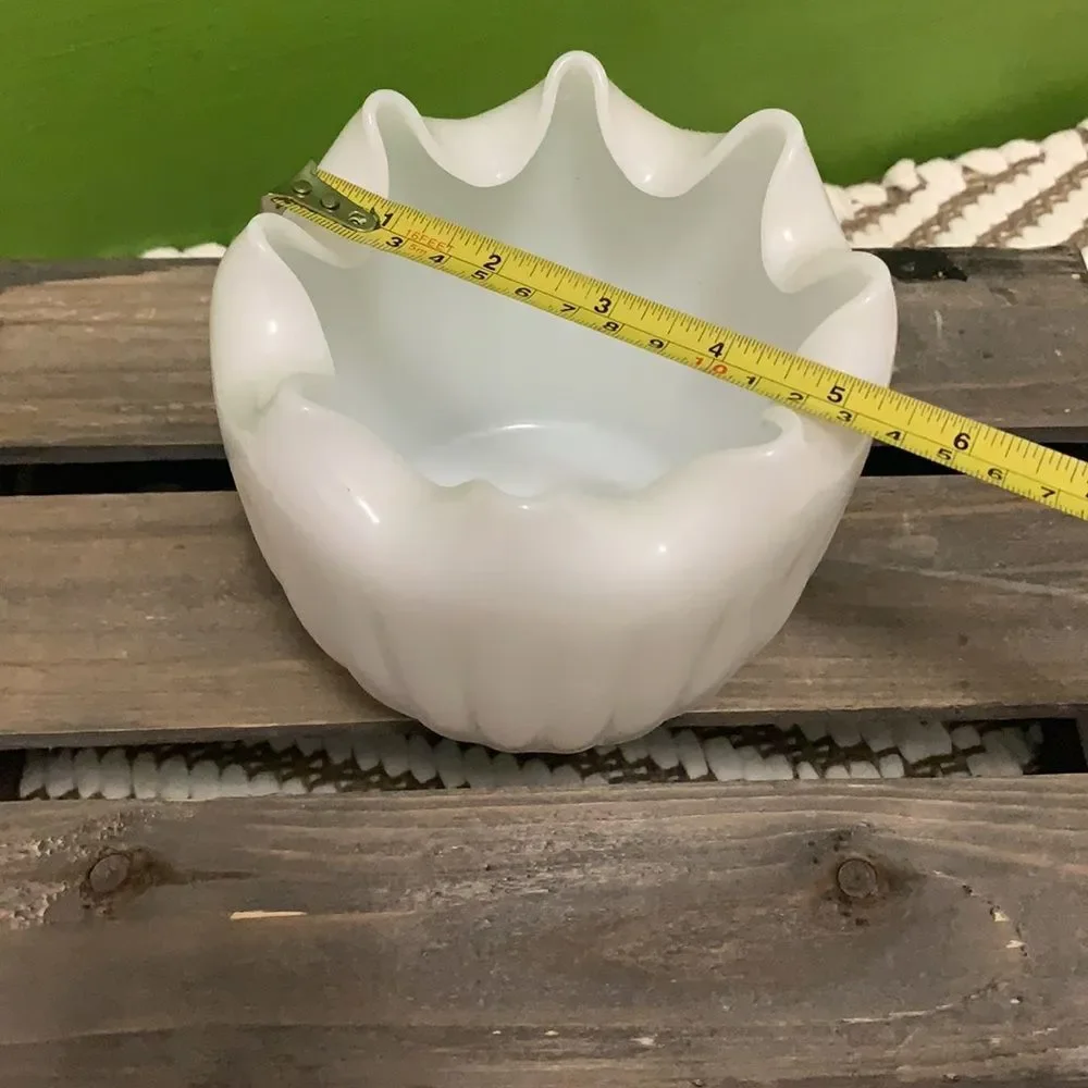 Folded glass milk glass vase